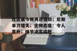 j9九游会入口社区盾今晚再迎强敌；尼斯单刀错失；主帅态度：令人意外；细节决定成败的简单介绍